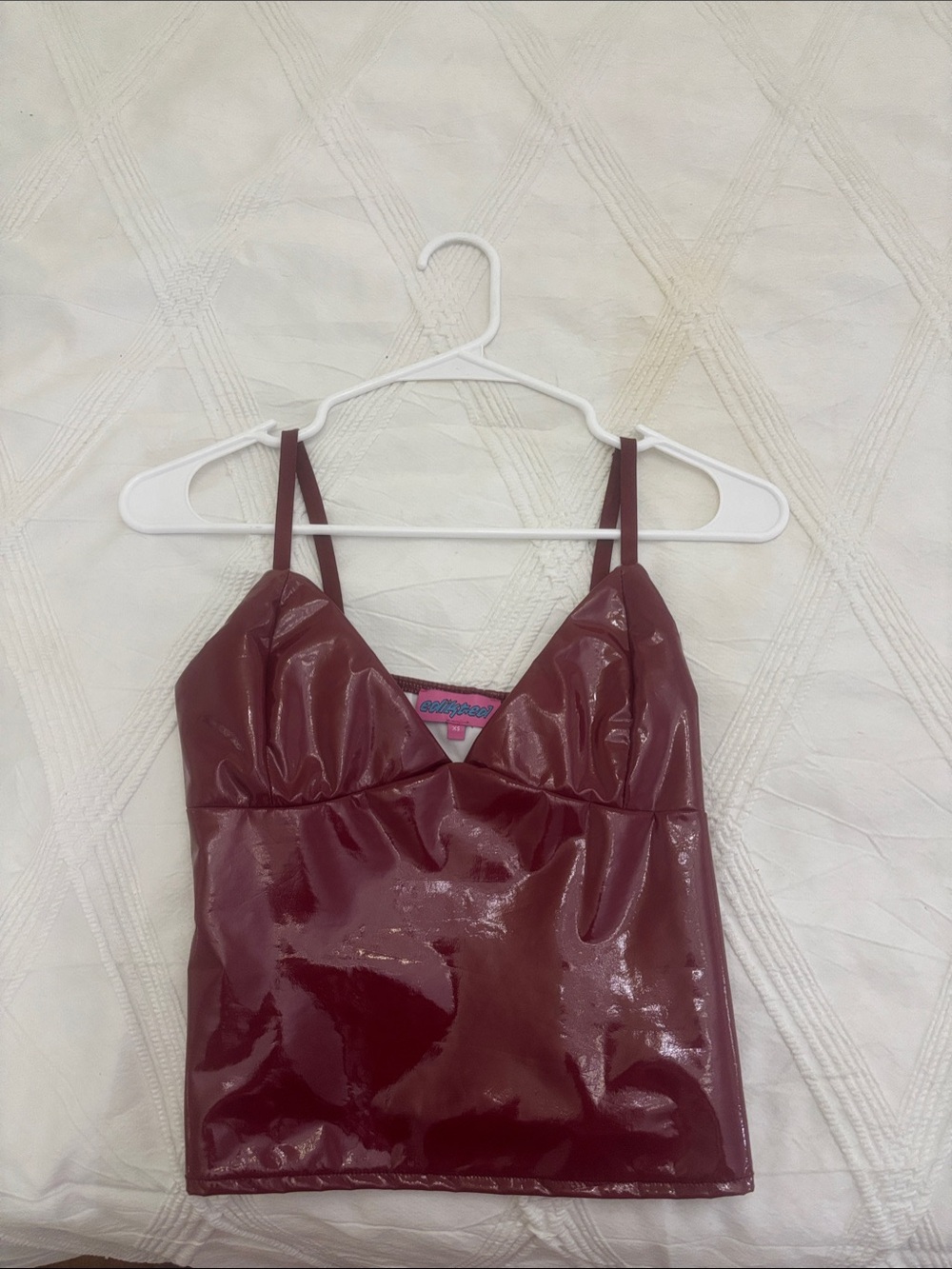 Edikted Wine Patent-Look Cami Tank